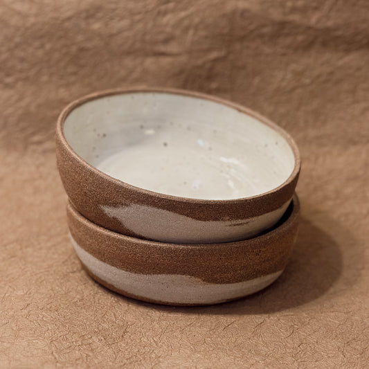 7" Brown and White Marbled Ceramic Coupe Bowl