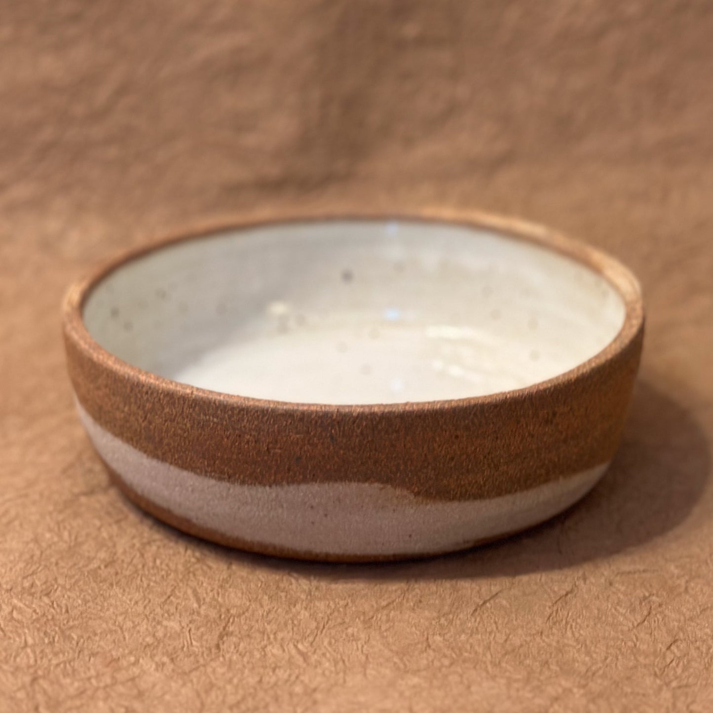 7" Brown and White Marbled Ceramic Coupe Bowl