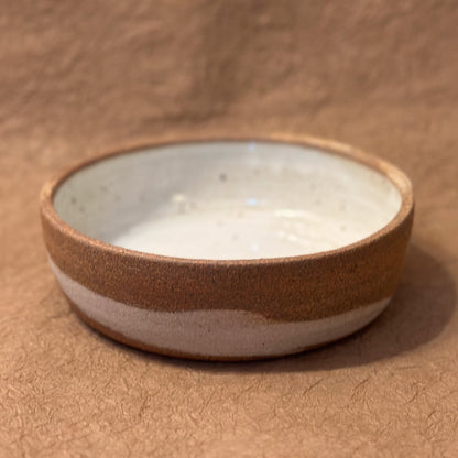 7" Brown and White Marbled Ceramic Coupe Bowl