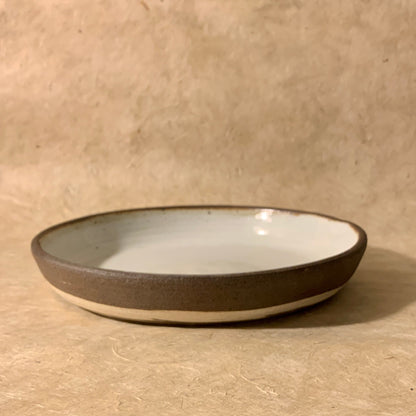 9.5" Dark Brown and White Marbled Ceramic Coupe Bowl