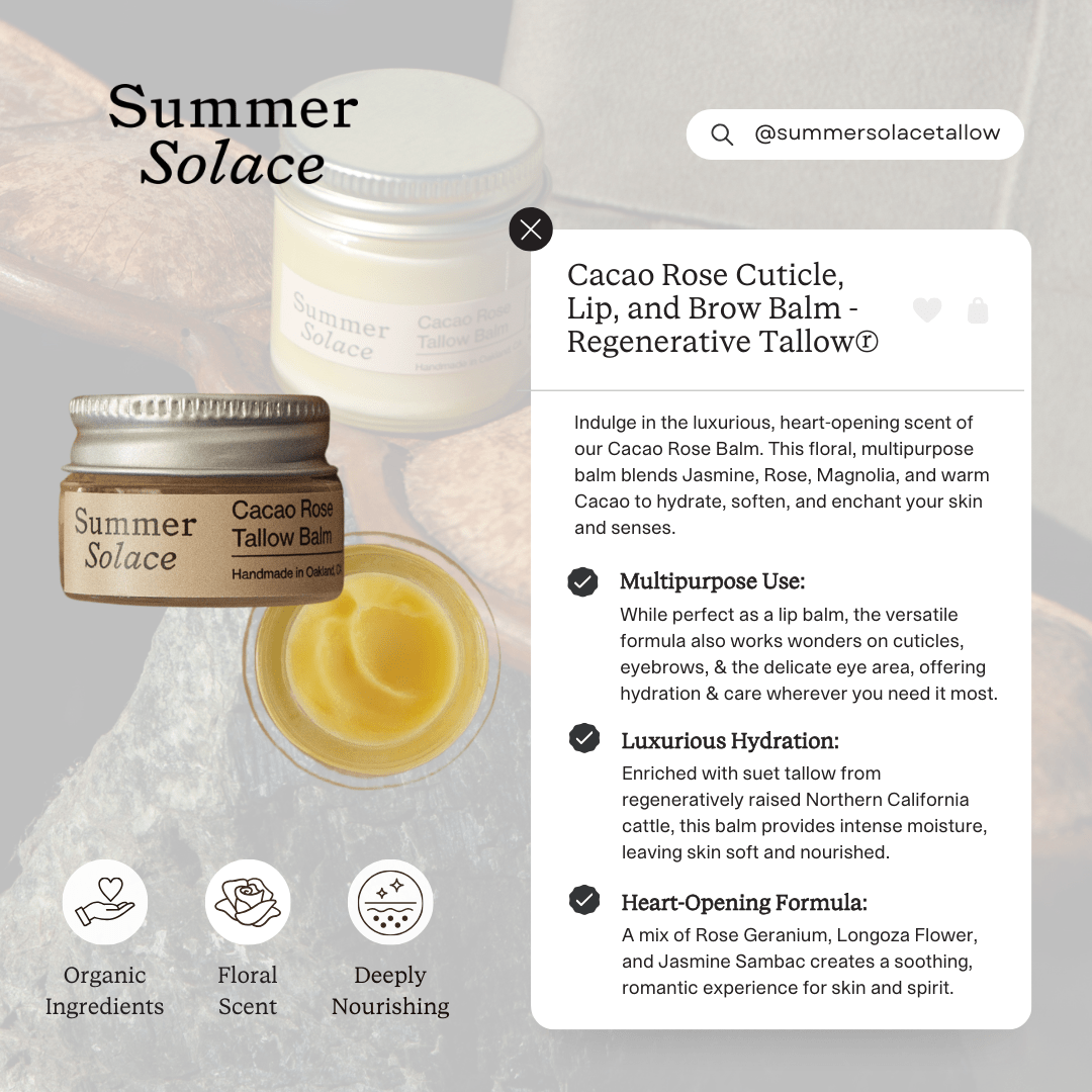 Cacao Rose – Lip, Brow & Cuticle Balm | Floral Infusion with Jasmine & Geranium