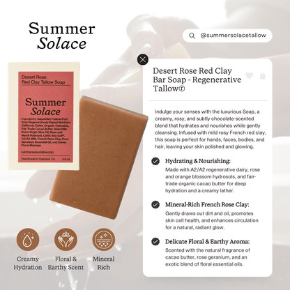 Desert Rose – Red Clay Bar Soap | Floral & Cacao Butter Infused