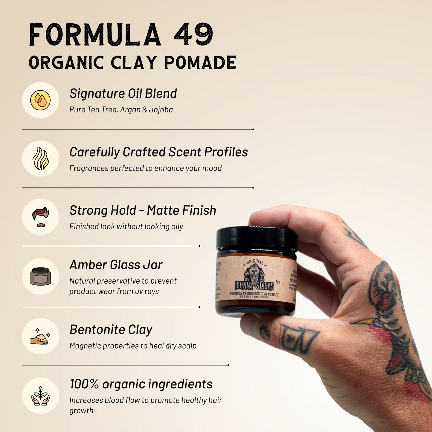 Formula 49: Organic Clay Pomade – Johnny Slicks